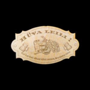 Vineerist graveeritud sauna uksesilt